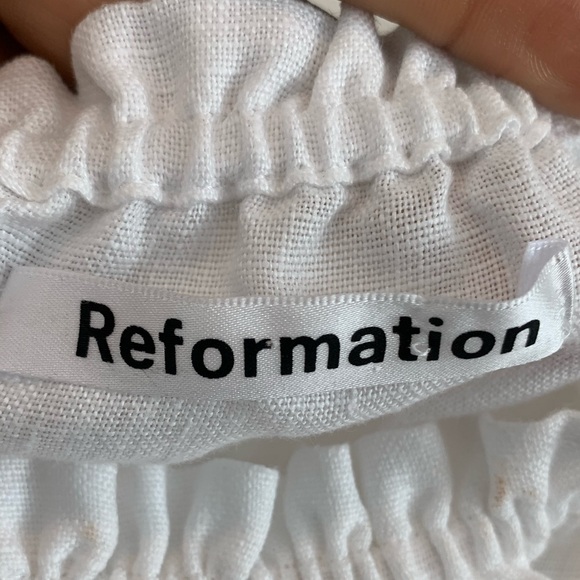 Reformation Oakgrove Square Neck Linen Blouse White Medium - Picture 3 of 4